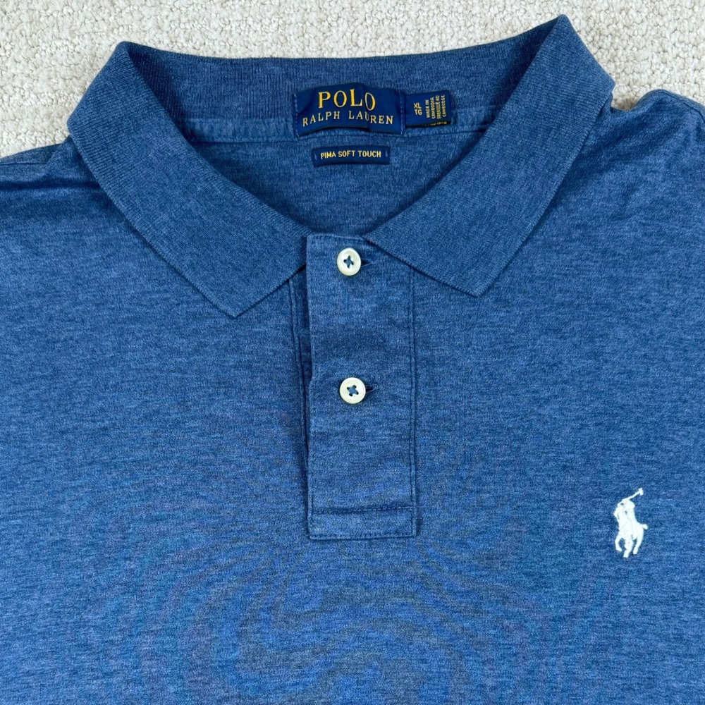 Polo Ralph Lauren Mens XL Blue Pima Soft Touch Short Sleeve Polo Shirt